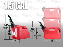 Fuelworx Red 1.5 Gallon Stackable Fast Pour Gas Fuel Cans CARB Compliant Made in The USA (1.5 Gallon Gas Can Single)
