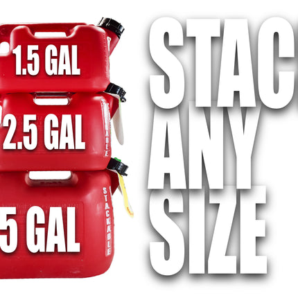 Fuelworx Red 1.5 Gallon Stackable Fast Pour Gas Fuel Cans CARB Compliant Made in The USA (1.5 Gallon Gas Can Single)