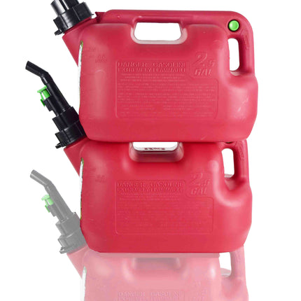 Fuelworx Red 2.5 Gallon Stackable Fast Pour Gas Fuel Cans CARB Compliant Made in The USA (2.5 Gallon Gas 2-Pack)