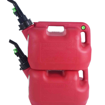 Fuelworx Red 2.5 Gallon Stackable Fast Pour Gas Fuel Cans CARB Compliant Made in The USA (2.5 Gallon Gas 2-Pack)