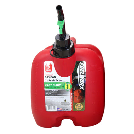 Fuelworx 5 Gallon Stackable Fast Pour Gas Fuel Can CARB Compliant (Red) - Made in The USA (5 Gallon Gas Can Single)
