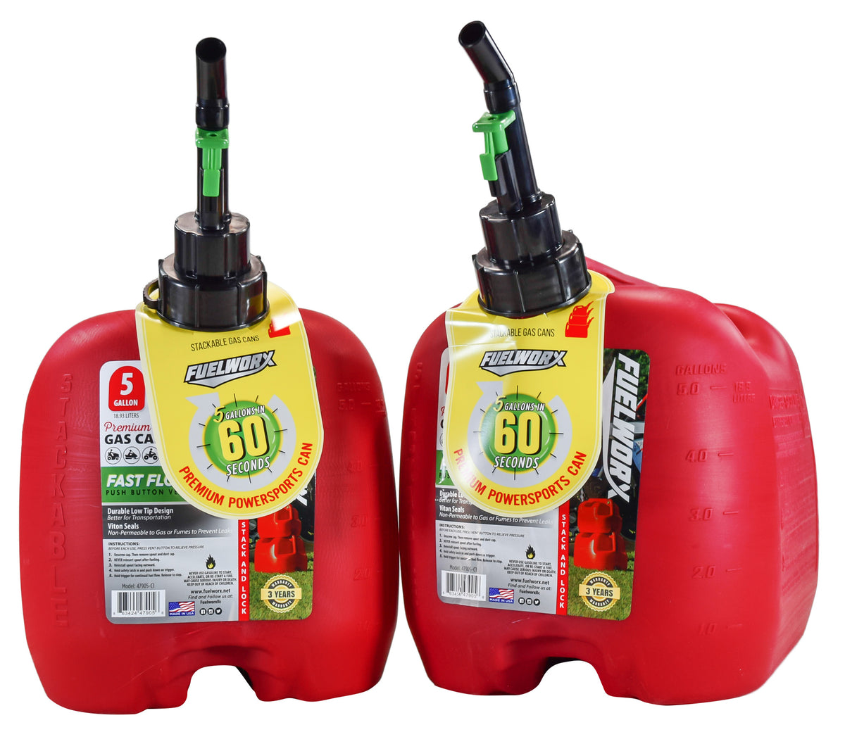 Stackable Fuel Containers Fuelworx Red 5 Gallon Stackable Fast Pour Gas Fuel Can CARB Compliant ...