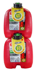 Fuelworx Red 5 Gallon Stackable Fast Pour Gas Fuel Can CARB Compliant Made in The USA (5 Gallon Gas Can 2-Pack)