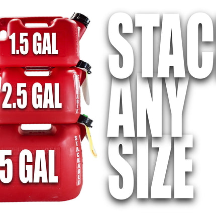 Fuelworx Red 5 Gallon Stackable Fast Pour Gas Fuel Can CARB Compliant Made in The USA (5 Gallon Gas Can 2-Pack)