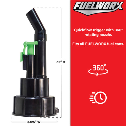 Fuelworx Red 5 Gallon Stackable Fast Pour Gas Fuel Can CARB Compliant Made in The USA (5 Gallon Gas Can 2-Pack)