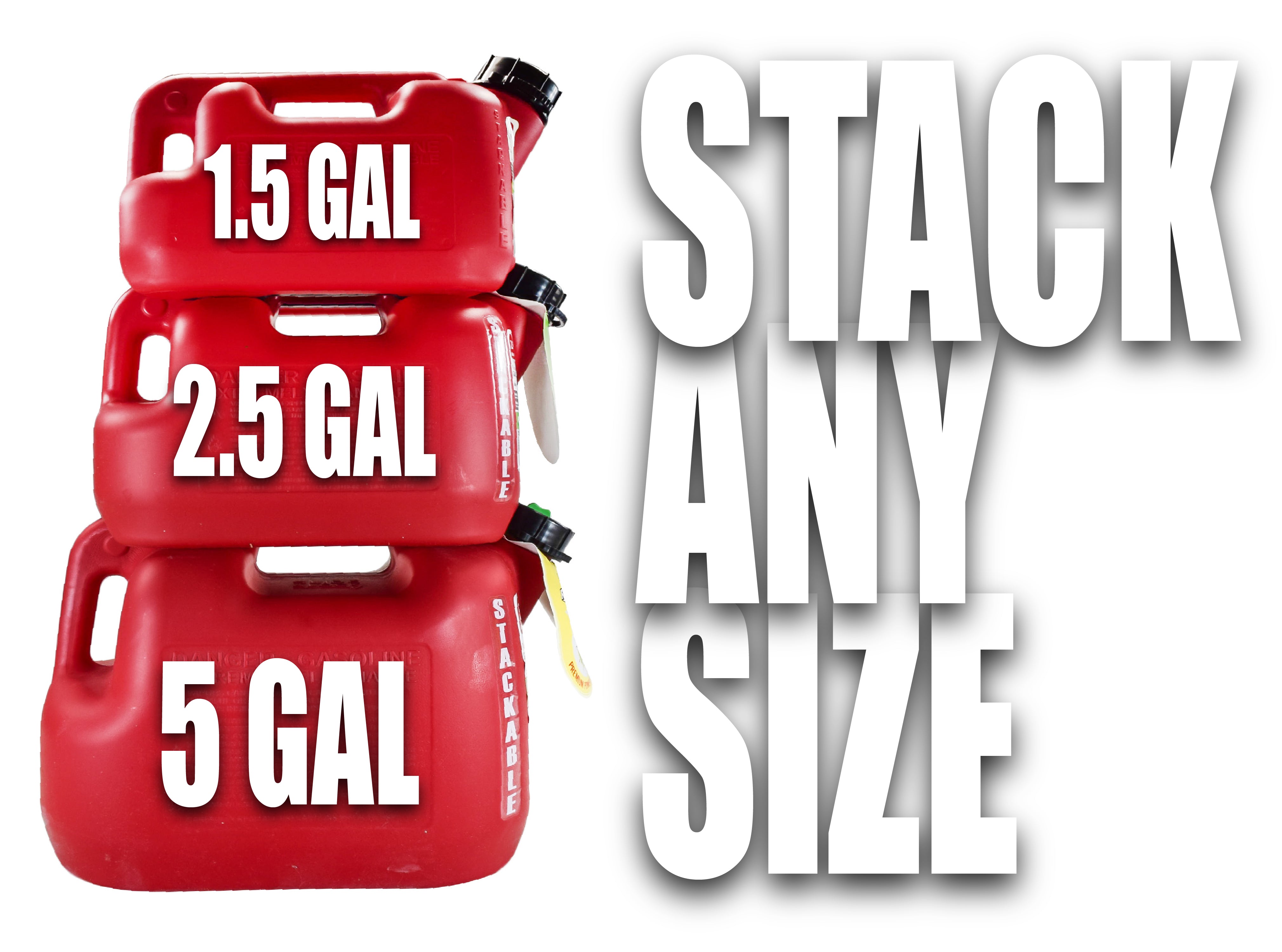 Fuelworx Red 5 Gallon Stackable Fast Pour Gas Fuel Can CARB Compliant Made in The USA (5 Gallon Gas Can 3-Pack)