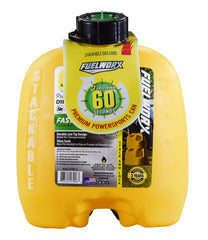 Fuelworx Yellow 5 Gallon Stackable Fast Pour Diesel Fuel Cans CARB Compliant Made in The USA (5 Gallon Diesel Cans Single)