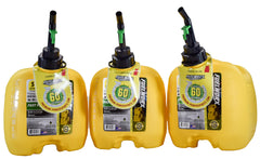 Fuelworx Yellow 5 Gallon Stackable Fast Pour Diesel Fuel Cans CARB Compliant Made in The USA (5 Gallon Diesel Cans 3-Pack)