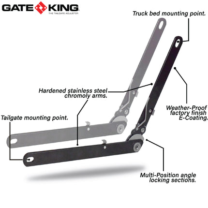 GATE KING Ratcheting Multi Position Pickup Truck Tailgate Adjuster for Jeep Gladiator (2019-2023) Made in USA