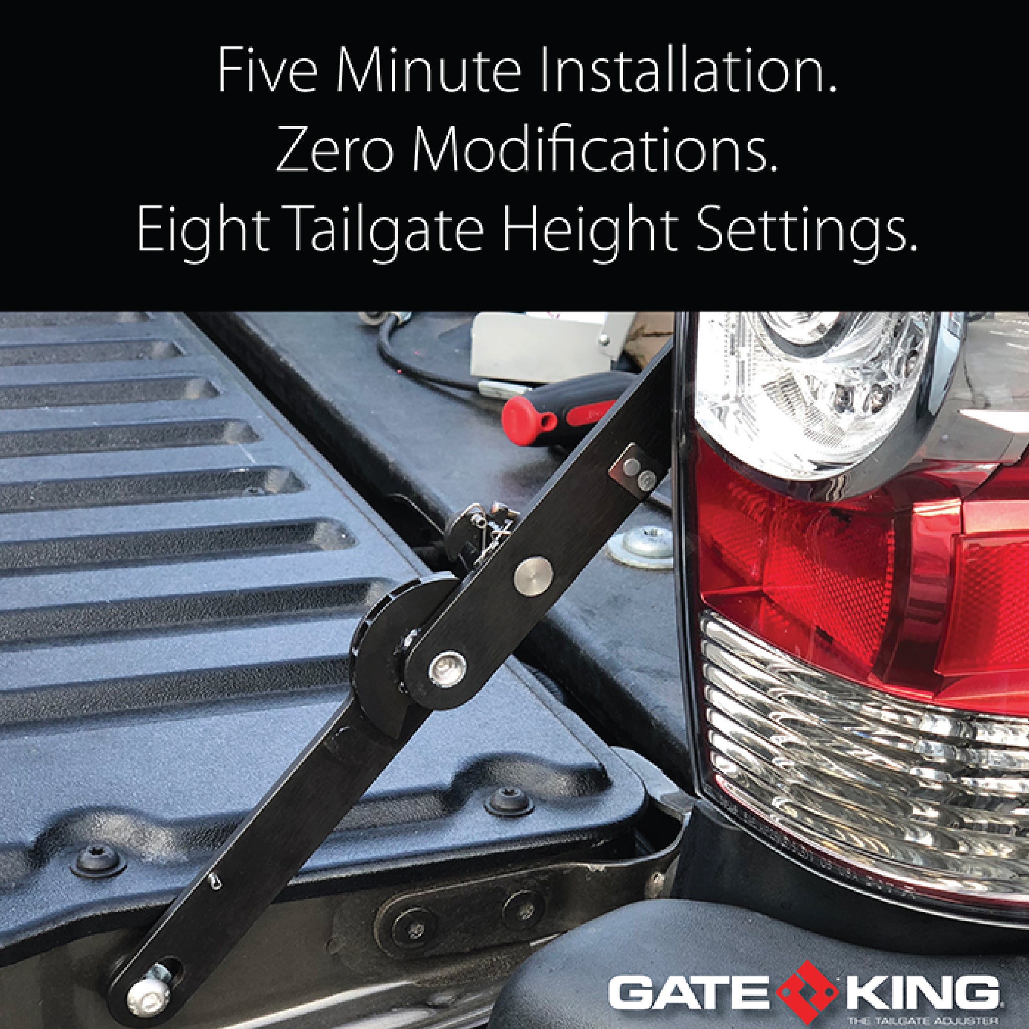 GATE KING Ratcheting Multi Position Pickup Truck Tailgate Adjuster for Jeep Gladiator (2019-2023) Made in USA