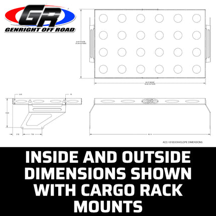 Gen-Right ACC-10100 Aluminum Cargo Rack With Steel Cargo Rack Mounts - Large Size, Lightweight Storage for Jeep Wrangler