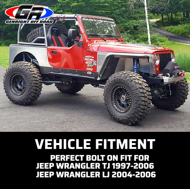 Gen-Right FBB-2040 Aluminum Stubby Front Winch Bumper for Jeep Wrangler TJ / LJ - Direct Bolt-On, Made in USA