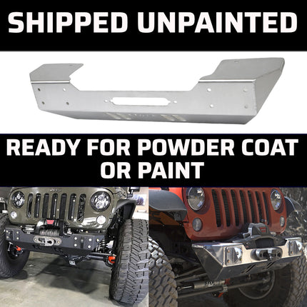 Gen-Right FBB-8040 Aluminum Stubby Front Winch Bumper for Jeep Wrangler JK with LED Rock Lights - Recessed Winch Slot, Direct Bolt-On, Made in USA