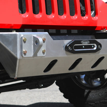 Gen-Right FBB-8040 Aluminum Stubby Front Winch Bumper for Jeep Wrangler JK with LED Rock Lights - Recessed Winch Slot, Direct Bolt-On, Made in USA