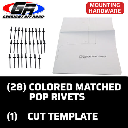 Gen-Right LVR-8500-PC Whole Hood Louver for Jeep Wrangler JK - Black Powder Coated Aluminum, 1-Piece Engine Cooling Vent, Aggressive Style