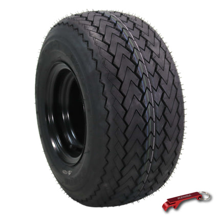 Kenda Hole-N-1 K389 18x8.5-8 Golf Cart Tire with 4-Ply Rating & Pre-Assembled Semi-Gloss Black Wheel with Keychain - Hole in one - Single