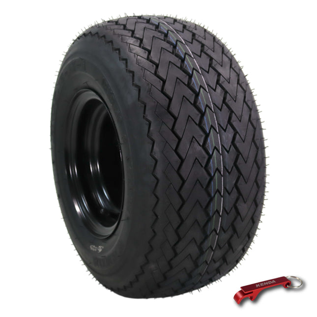 Kenda Hole-N-1 K389 18x8.5-8 Golf Cart Tire with 4-Ply Rating & Pre-Assembled Semi-Gloss Black Wheel with Keychain - Hole in one - Single