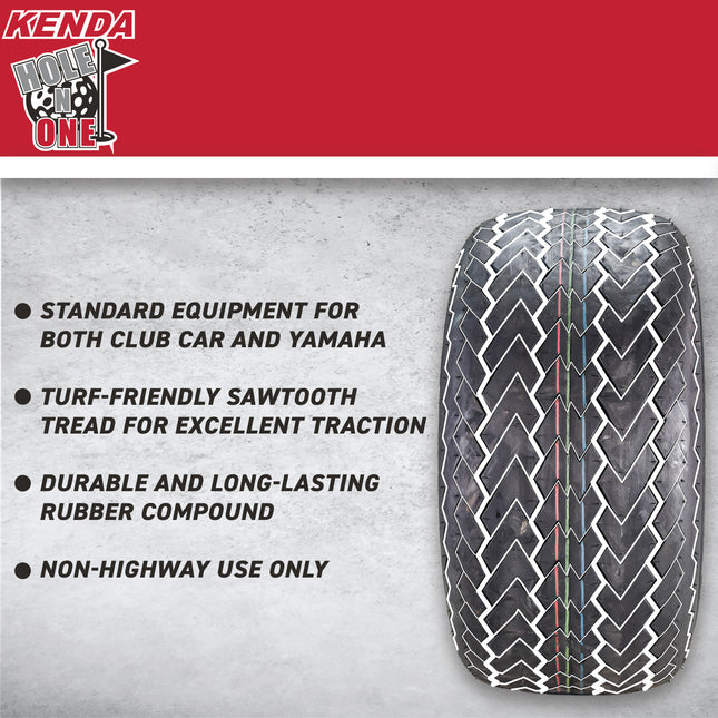 Kenda Hole-N-1 K389 18x8.5-8 Golf Cart Tire with 4-Ply Rating & Pre-Assembled Semi-Gloss Black Wheel with Keychain - Hole in one - Single