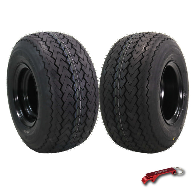 Kenda Hole-N-1 K389 18x8.5-8 Golf Cart Tire with 4-Ply Rating & Pre-Assembled Semi-Gloss Black Wheel with Keychain - Hole in one - 2-Pack