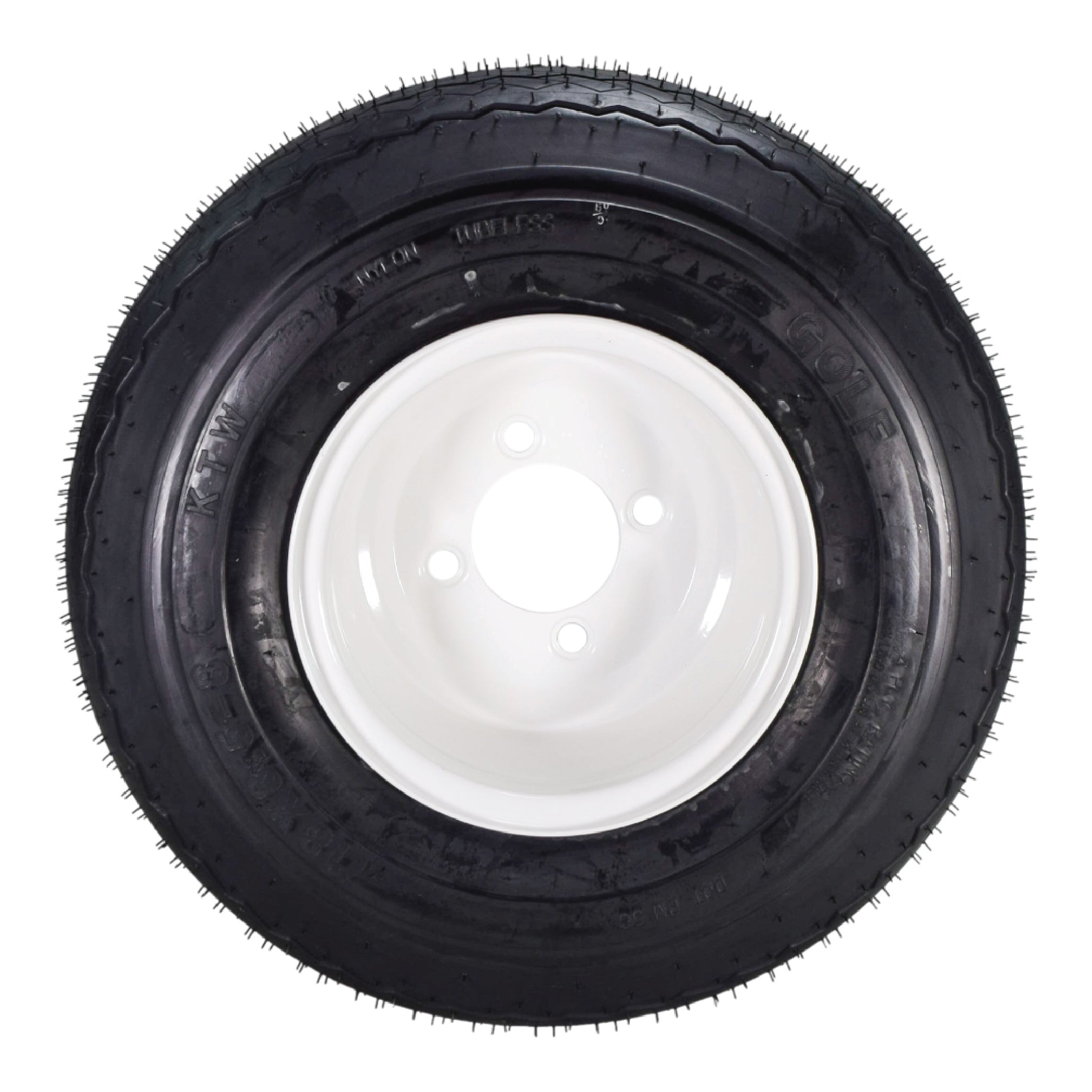 Kenda 18x8.5-8 Golf Cart Tire & White Wheel Assembled Kit w/ Keychain