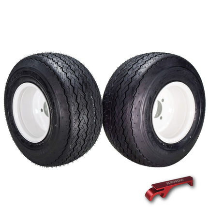 Kenda Hole-N-1 K389 18x8.5-8 Golf Cart Tire with 4-Ply Rating & Pre-Assembled White Wheel with Keychain - Hole in one - 2-Pack