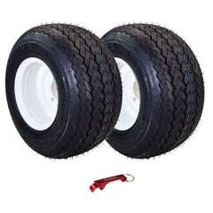 Kenda 18x8.5-8 Golf Cart Tire & White Wheel Assembled Kit w/ Keychain 2 Pack