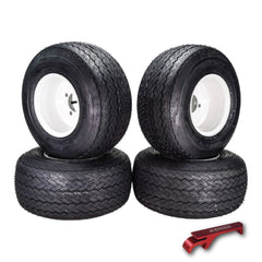 Kenda 18x8.5-8 Golf Cart Tire & White Wheel Assembled Kit w/ Keychain 4 Pack