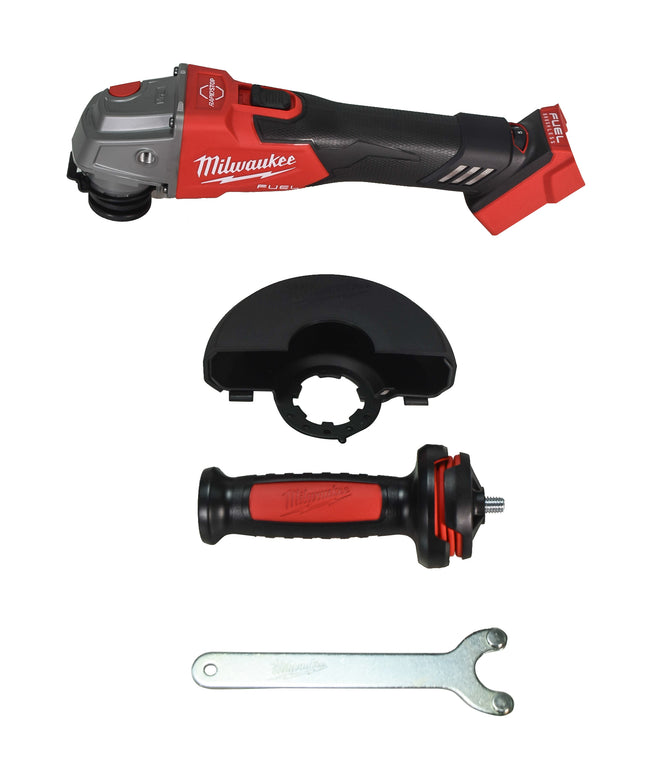 Milwaukee 2889‑20 M18 FUEL 18V Brushless 4‑1/2" / 5" Variable Speed Braking Grinder, 3,500–8,500 RPM, RAPIDSTOP Brake, Slide Switch Lock‑On, Cordless Angle Grinder (Bare Tool)