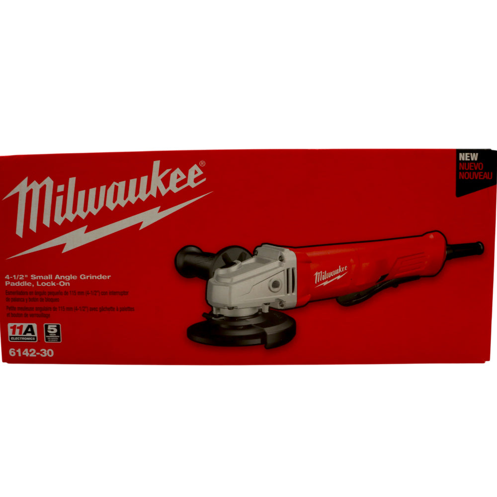 Milwaukee 6142-30 4-1/2" 11A Small Angle Grinder, Lock on, Overload Protection