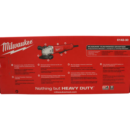 Milwaukee 6142-30 4-1/2" 11A Small Angle Grinder, Lock on, Overload Protection