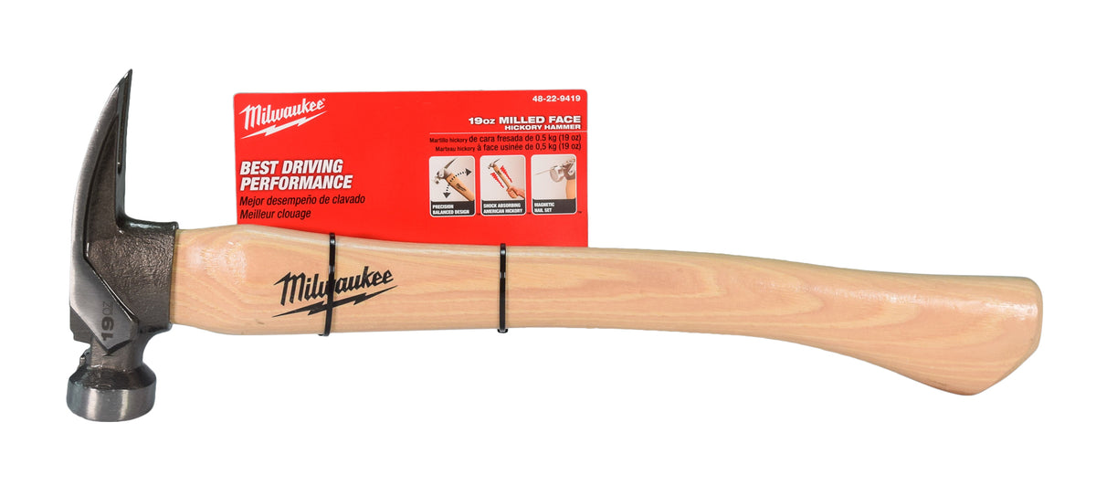 Milwaukee 48-22-9419 19oz Milled Face Hickory Handle Framing Hammer