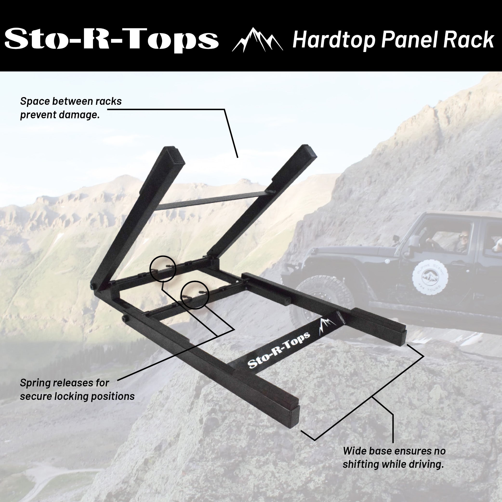 Hardtop Panel 3-in-1 Storage Rack for Jeep Wrangler, Ford Bronco 2022 & Renegade Freedom Sunroof T Top SRT