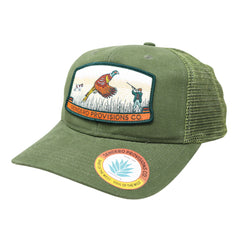 Sendero Provisions Co. Bird Hunter Adjustable Snapback Hat with Woven Patch & Mesh Back for Breathability (Jalapeno/Olive) - One Size