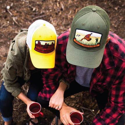 Sendero Provisions Co. Bird Hunter Adjustable Snapback Hat with Woven Patch & Mesh Back for Breathability (Jalapeno/Olive) - One Size