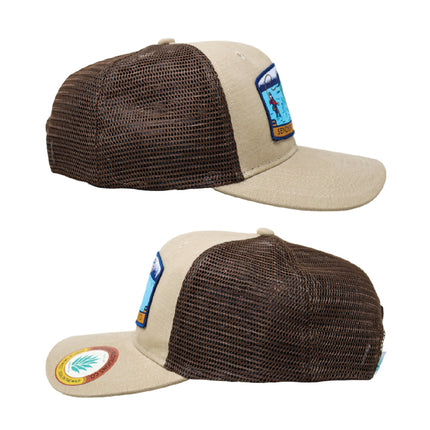 Sendero Provisions Co. Fly Fisher Adjustable Snapback Hat with Sublimated Patch & Mesh Back for Breathability (Khaki/Brown) - One Size