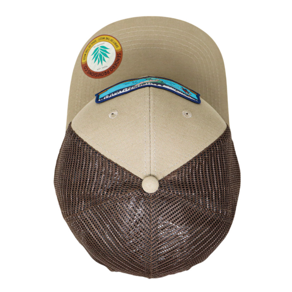 Sendero Provisions Co. Fly Fisher Adjustable Snapback Hat with Sublimated Patch & Mesh Back for Breathability (Khaki/Brown) - One Size