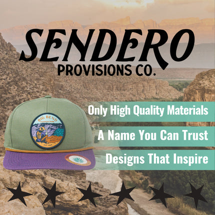 Sendero Provisions Co. Big Bend National Park Adjustable Snapback Rope Hat with Woven Patch & Topographic Map Undervisor (Sage/Lilac) - One Size