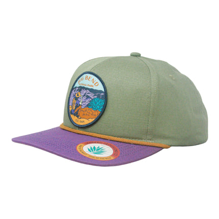 Sendero Provisions Co. Big Bend National Park Adjustable Snapback Rope Hat with Woven Patch & Topographic Map Undervisor (Sage/Lilac) - One Size
