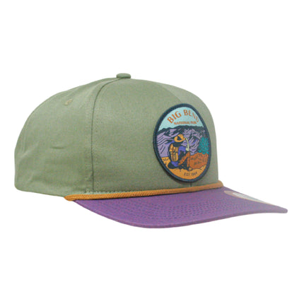 Sendero Provisions Co. Big Bend National Park Adjustable Snapback Rope Hat with Woven Patch & Topographic Map Undervisor (Sage/Lilac) - One Size