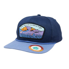 Sendero Provisions Co. Rocky Mountain National Park Adjustable Snapback Rope Hat with Woven Patch & Topographic Map Undervisor (Blue) - One Size