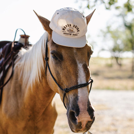 Sendero Provisions Co. Shootin' Hand Adjustable Strapback Hat with Screen Printed Design (White) - One Size