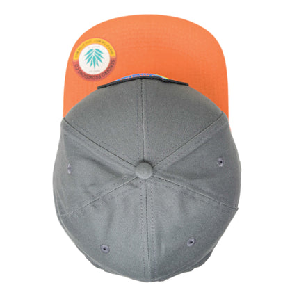 Sendero Provisions Co. Yellowstone National Park Adjustable Snapback Rope Hat with Woven Patch & Topographic Map Undervisor (Charcoal/Pumpkin) - One Size