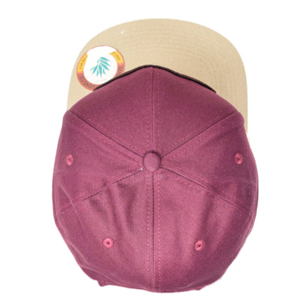 Sendero Provisions Co. Grand Canyon National Park Adjustable Snapback Rope Hat with Woven Patch & Topographic Map Undervisor (Wine/Khaki) - One Size