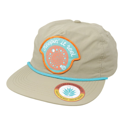 Sendero Provisions Co. Keepin' It Reel Adjustable Snapback Hat with Screen Printed Patch & Braided Rope (Khaki) - One Size