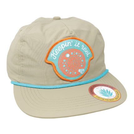Sendero Provisions Co. Keepin' It Reel Adjustable Snapback Hat with Screen Printed Patch & Braided Rope (Khaki) - One Size