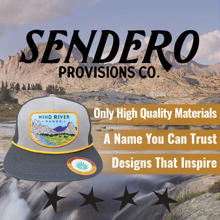 Sendero Provisions Co. Wind River Range Adjustable Meshback Snapback Rope Hat with Woven Patch & Braided Rope (Gray) - One Size