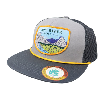 Sendero Provisions Co. Wind River Range Adjustable Meshback Snapback Rope Hat with Woven Patch & Braided Rope (Gray) - One Size