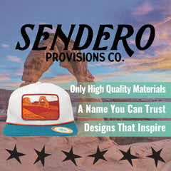 Sendero Provisions Co. Arches National Park Adjustable Snapback Rope Hat with Woven Patch & Topographic Map Undervisor (Bone/Peacock) - One Size