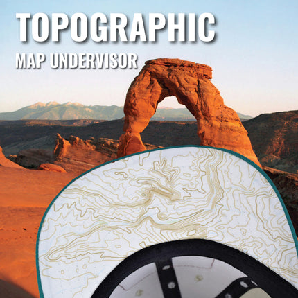 Sendero Provisions Co. Arches National Park Adjustable Snapback Rope Hat with Woven Patch & Topographic Map Undervisor (Bone/Peacock) - One Size