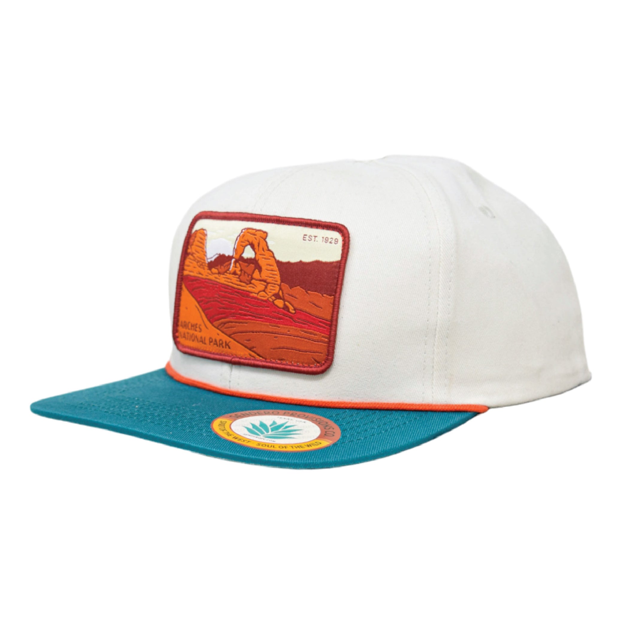 Sendero Provisions Co. Arches National Park Snapback Cap (Off White/Teal)